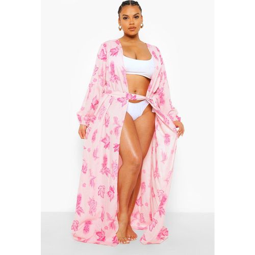 Kimono Plus Para La Playa Con Estampado Cachemira - boohoo - Modalova
