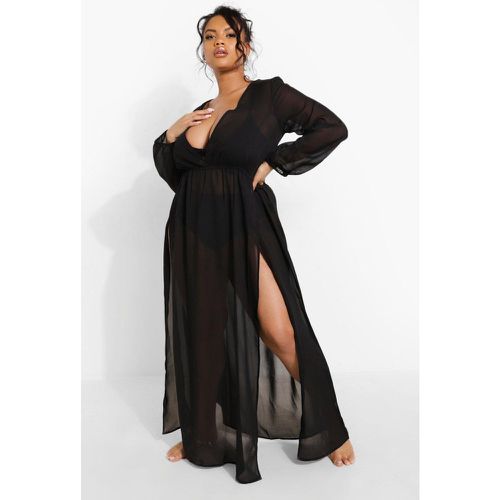 Tunica da mare Plus Size in chiffon con spacco - boohoo - Modalova