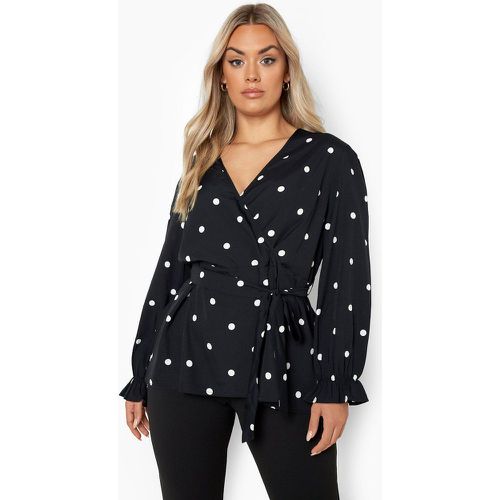 Top scaldacuore Plus Size a pois con cintura - boohoo - Modalova