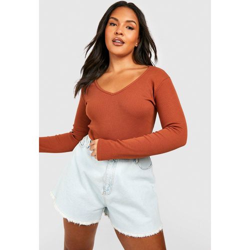 Body Plus Size Basic a coste con scollo profondo - boohoo - Modalova