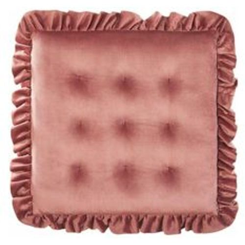 Stuhlkissen Rosa einfarbig Samtstoff mit Rüschen Volant Reißverschluss quadratisch 40 x 40 cm Sitzkissen für Stuhl Küche Esszimmer - BELIANI - Modalova