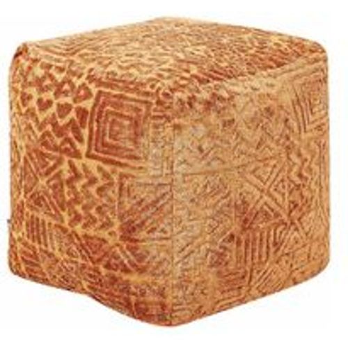 Pouf Goldbraun Viskose und Polyester 50 x 50 cm mit EPS-Perlen Quadratisch Persisches Muster Modern Boho Bodenkissen Sitzpouf Sitzmöbel Indoor - BELIANI - Modalova