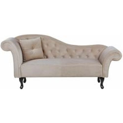 Chaiselongue Linksseitig Beige Samtstoff Holzfüße Glamourös Mit Zierkissen - BELIANI - Modalova