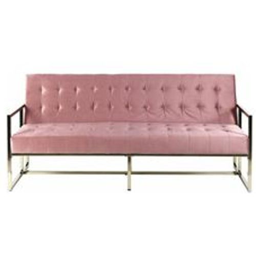 Sofa Rosa Samtstoff Gestell in Gold 3-Sitzer Schlaffunktion Zeitgenössisch Wohnzimmer - BELIANI - Modalova