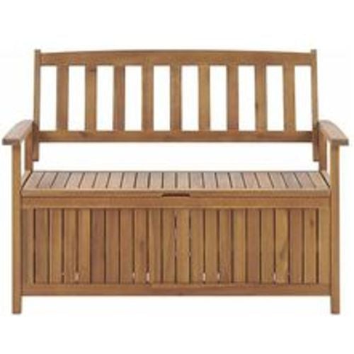 Gartenbank Hellbraun Akazienholz 120 cm mit Armlehnen Stauraum Modern Rustikal Garten Terrasse Wintergarten Ausstattung Sitzmöbel Outdoor - BELIANI - Modalova