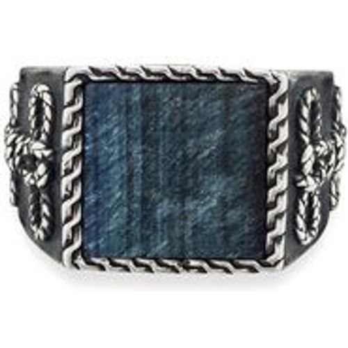 Ring 925/- Sterling Silber Tigerauge blau Mattiert 3,00ct (Größe: 058 (18,5)) - CAI - Modalova
