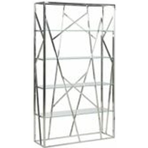 Bücherregal Silber Edelstahl Sicherheitsglas 175 x 100 x 30 cm Modern Silber Glasböden Edelstahlgestell Glamourös Viel Stauraum Wohnzimmer - BELIANI - Modalova