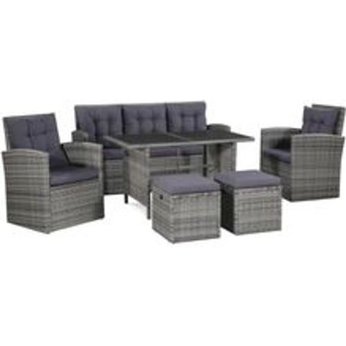 Tlg. Garten-Lounge-Set mit Auflagen Poly Rattan Grau - VIDAXL - Modalova