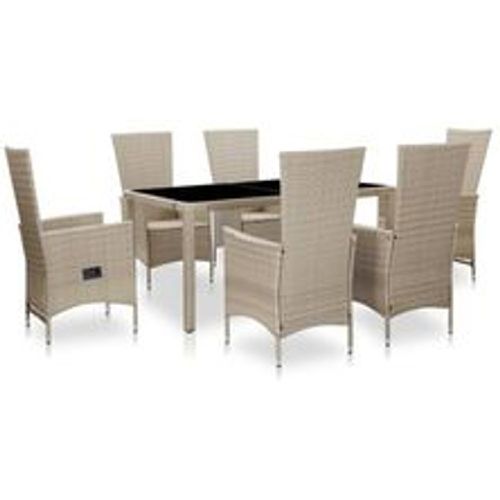 Tlg. Garten-Essgruppe mit Auflagen Poly Rattan Beige - VIDAXL - Modalova