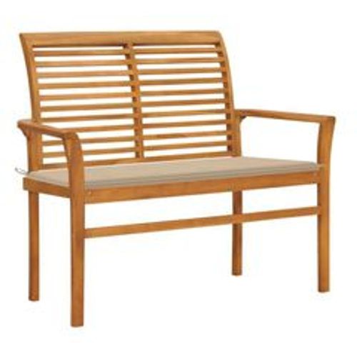 Gartenbank mit Beige Auflage 112 cm Massivholz Teak - VIDAXL - Modalova