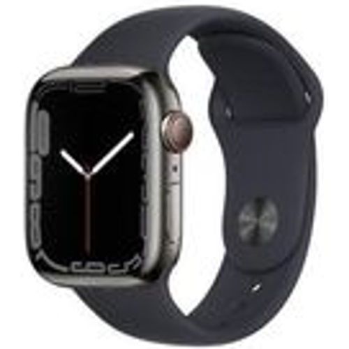 Watch Series 7 (2021) GPS + Cellular 45 mm - Rostfreier Stahl Graphit - Sportarmband Schwarz - Apple - Modalova