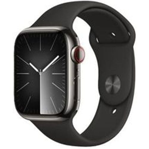 Watch Series 9 (2023) GPS + Cellular 41 mm - Rostfreier Stahl Graphit - Sportarmband Schwarz - Apple - Modalova