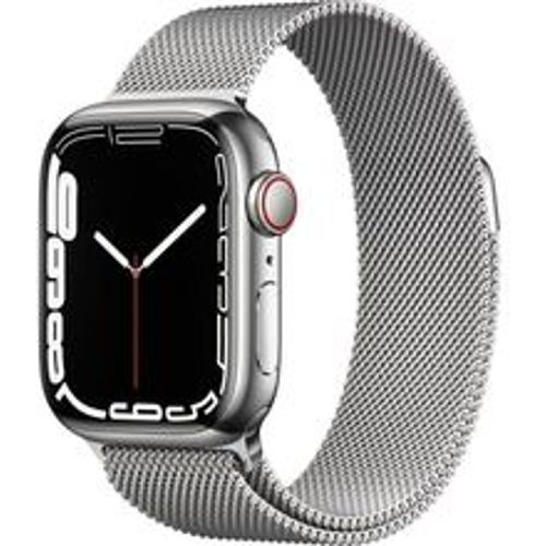 Watch Series 7 (2021) GPS + Cellular 45 mm - Rostfreier Stahl Silber - Milanaise Armband Grau - Apple - Modalova