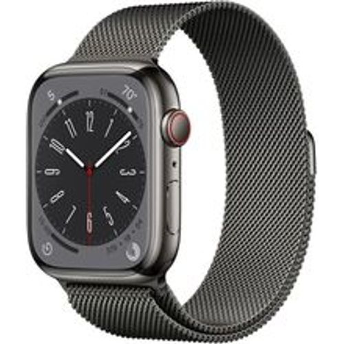 Watch Series 8 (2022) GPS + Cellular 45 mm - Rostfreier Stahl Graphit - Milanaise Armband Schwarz - Apple - Modalova