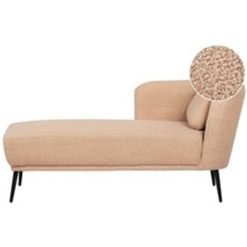 Chaiselongue Rechtsseitig Beige Bouclé-Stoffbezug mit Armlehne Kissen Schwarzes Metallgestell Retro-Design Liegesofa Recamière Longchair - BELIANI - Modalova