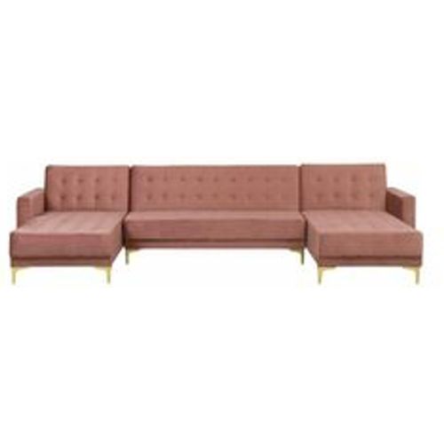 Ecksofa Rosa Samtstoff U-Förmig Schlaffunktion Klassisch Wohnzimmer - BELIANI - Modalova