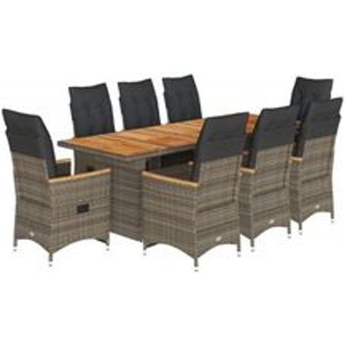 Tlg. Garten-Bistro-Set mit Kissen Grau Poly Rattan - VIDAXL - Modalova