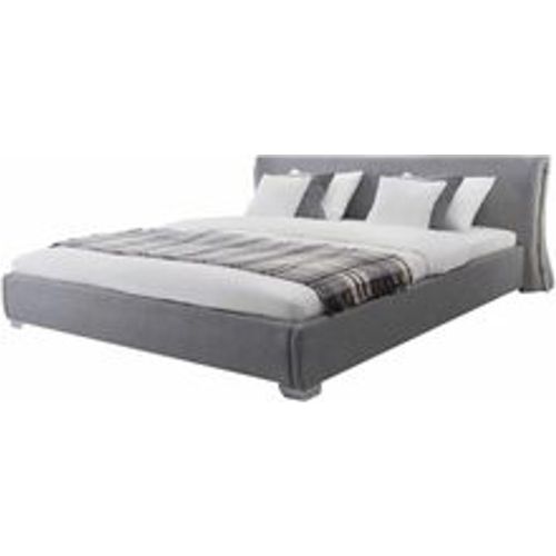 Wasserbett Grau 140 x 200 cm Polsterbezug Geschwungene Form Gepolstertes Kopfteil mit Wasserbettmatratze Elegant Modern - BELIANI - Modalova