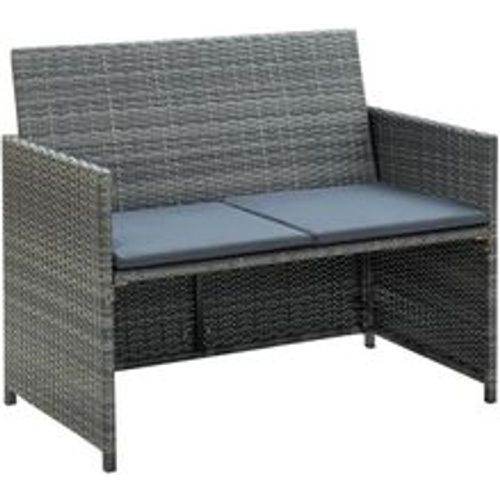 Sitzer-Gartensofa mit Polstern Grau Poly Rattan - VIDAXL - Modalova