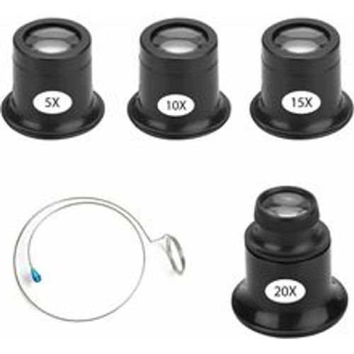 Set mit 4 Juwelier-Lupen, Uhrmacher-Lupe, 5-fach, 10-fach, 15-fach, 20-fach, Juwelier-Lupen mit Drahthalter, Uhren-Reparatur-Lupen-Sets für Schmuck - Fashion24 DE - Modalova