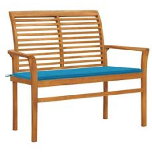 Gartenbank mit Blauer Auflage 112 cm Massivholz Teak - VIDAXL - Modalova