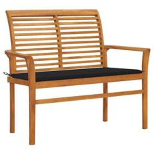 Gartenbank mit Schwarzer Auflage 112 cm Massivholz Teak - VIDAXL - Modalova