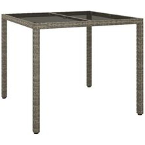 Gartentisch 90x90x75 cm Gehärtetes Glas Poly Rattan Grau - VIDAXL - Modalova