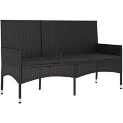 Gartenbank 3-Sitzer mit Kissen Schwarz Poly Rattan - VIDAXL - Modalova