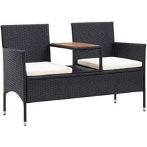 Sitzer-Gartenbank mit Teetisch 143 cm Poly Rattan Schwarz - VIDAXL - Modalova