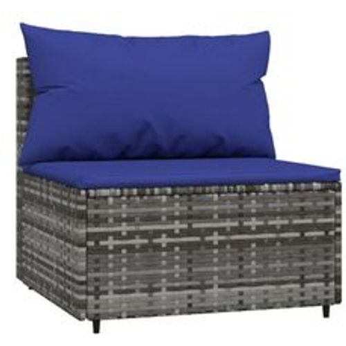 Garten-Mittelsofa mit Kissen Grau Poly Rattan - VIDAXL - Modalova