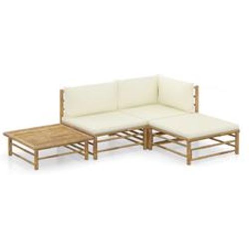 Tlg. Garten-Lounge-Set mit Cremeweißen Kissen Bambus - VIDAXL - Modalova