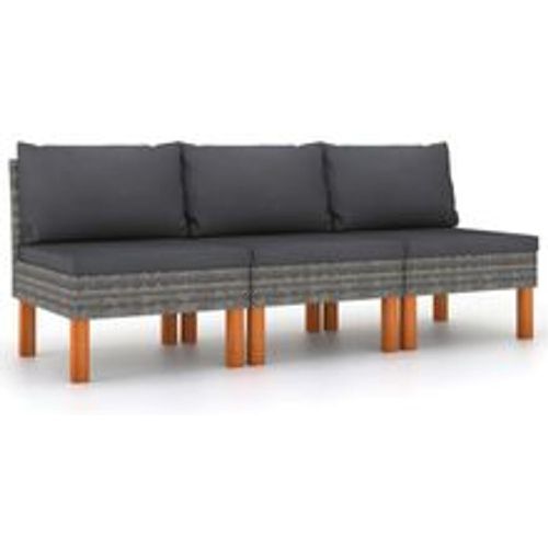 Mittelsofas 3 Stk. Poly Rattan und Eukalyptus Massivholz - VIDAXL - Modalova