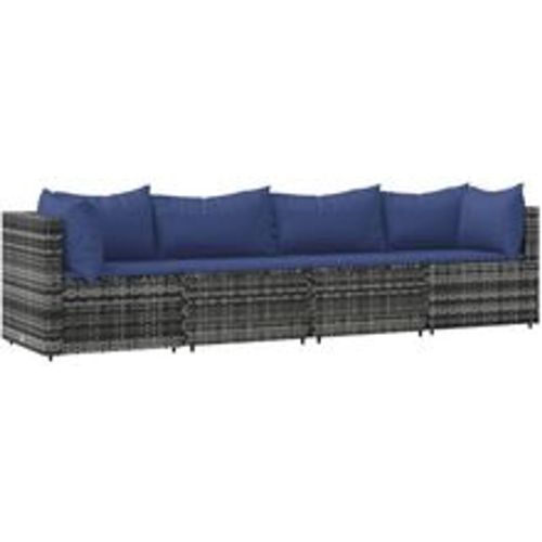 Tlg. Garten-Lounge-Set mit Kissen Grau Poly Rattan - VIDAXL - Modalova