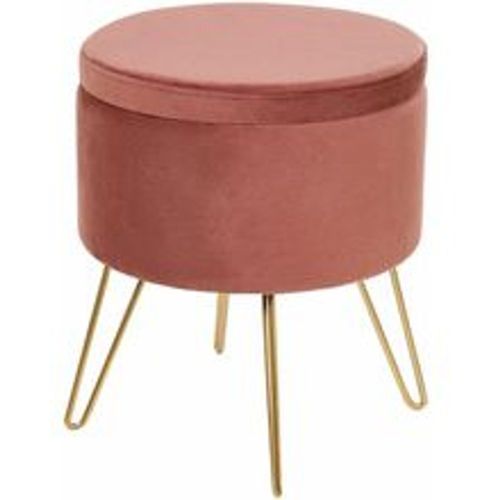 Pouf Rosa Samt ⌀ 42 cm mit Stauraum Goldenen Beinen Rund Modern Glamourös Sitzhocker Ottoman Fußhocker Schemel für Wohnzimmer Schlafzimmer - BELIANI - Modalova