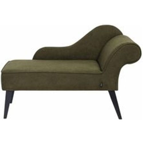 Chaiselongue Olivgrün Stoffbezug Rechtsseitig mit Armlehne hoher Rückenlehne Schwarzen Holzbeinen Retro Wohnzimmer Récamiere Liegesofa - BELIANI - Modalova