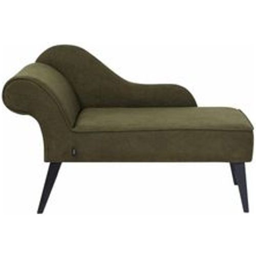 Chaiselongue Olivgrün Stoffbezug Linksseitig mit Armlehne hoher Rückenlehne Schwarzen Holzbeinen Retro Wohnzimmer Récamiere Liegesofa - BELIANI - Modalova