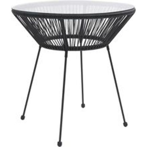 Garten-Esstisch Schwarz Ø70x74 cm Rattan und Glas - VIDAXL - Modalova