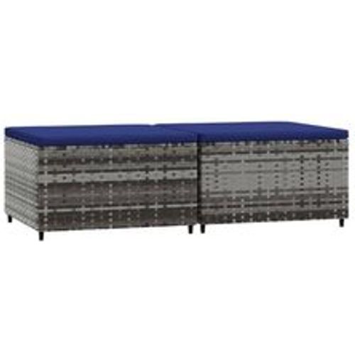 Gartenhocker mit Kissen 2 Stk. Grau Poly Rattan - VIDAXL - Modalova