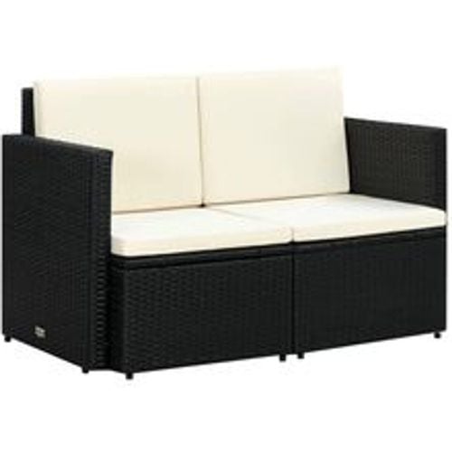 Sitzer-Gartensofa mit Auflagen Schwarz Poly Rattan - VIDAXL - Modalova