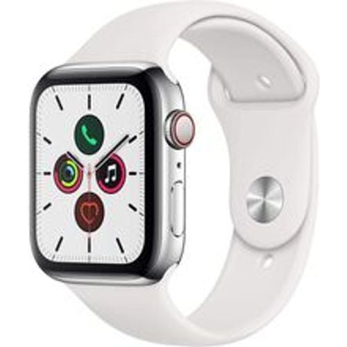 Watch Series 5 (2019) GPS + Cellular 44 mm - Rostfreier Stahl Silber - Sportarmband Weiß - Apple - Modalova