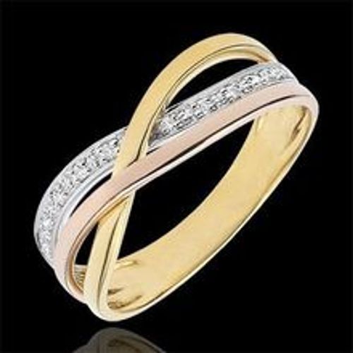 Edenly Ring Kleiner Saturn - Dreierlei Gold und Diamanten - 18 Karat - Fashion24 DE - Modalova