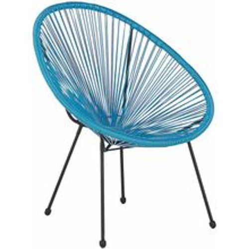 Balkonstuhl Blau Polyrattan Spaghetti-Optik Modern Mexikanischer Stil Outdoor Balkon Terrasse Garten Möbel - BELIANI - Modalova