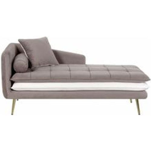 Chaiselongue Linksseitig Braun und Weiß Samtstoff Metallfüße Goldene Beine Kissen Inklusive Glamourös Wohzimmer - BELIANI - Modalova