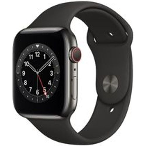 Watch Series 6 (2020) GPS + Cellular 44 mm - Rostfreier Stahl Graphit - Sportarmband Schwarz - Apple - Modalova