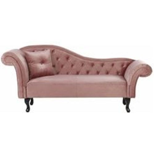 Chaiselongue Linksseitig Rosa Samtstoff Holzfüße Glamourös Mit Zierkissen - BELIANI - Modalova