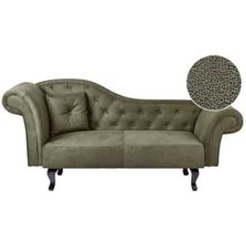 Chaiselongue Olivgrün Samtstoff Linksseitig Gesteppt mit Kissen Chesterfield Stil Retro-Design Relaxliege für Wohnzimmer Schlafzimmer Indoor - BELIANI - Modalova