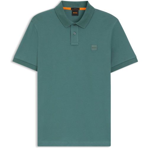 Polo Slim Fit en coton stretch à patch logo - Boss - Modalova