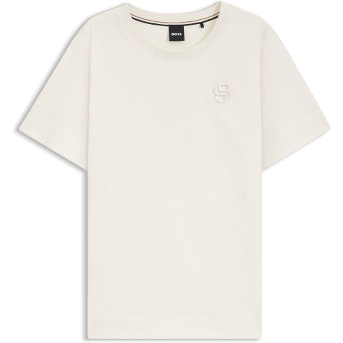 Top en coton mercerisé à double monogramme brodé - Boss - Modalova