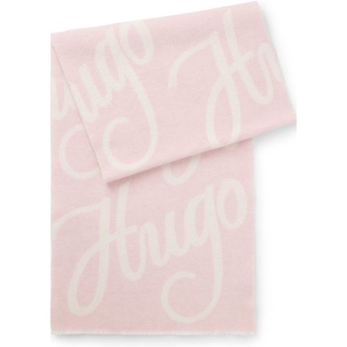 Écharpe en laine mélangée avec logo jacquard - HUGO - Modalova