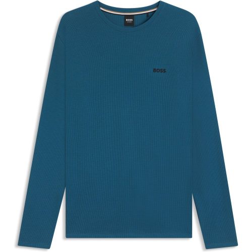 T-shirt de pyjama en coton mélangé à la structure gaufrée - Boss - Modalova